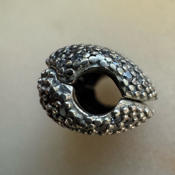 Pandora 925 Sterling Silver Open My Heart Clip w/ Clear CZ Stone - Picture 8 of 9